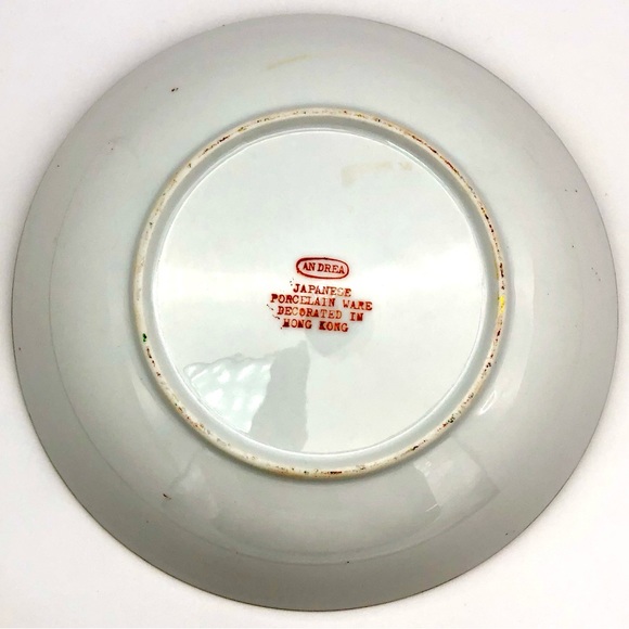 Vtg Japanese Bowl 1970s Andrea Hand Painted Porcelain Yellow With Figural Scene - Picture 7 of 9